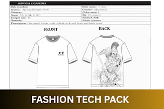 create a professional tech pack for your clothing brand