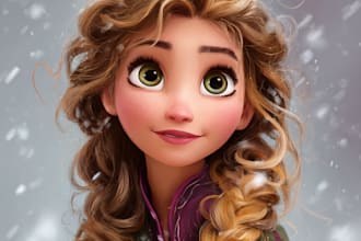 draw a portrait in semi realism disney cartoon style