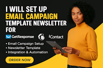 set up email campaign template newsletter for getresponse mailchimp icontact