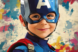 make personalized superhero portrait gift for kids