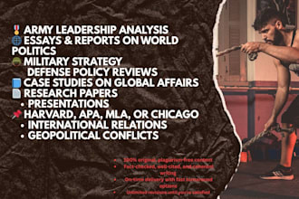 handle army leadership, world politics, military and global affairs case studies
