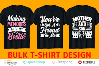 do custom typography tshirt and bulk merchandise designs