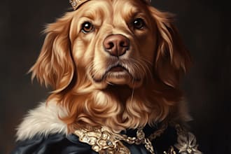 custom royal pet portrait historical renaissance for gift