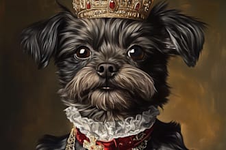 make custom royal pet portrait in high quality