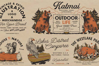 create vintage outdoors for logo design and t shirt illustration