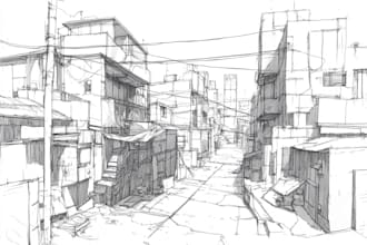 make architectural sketches for building