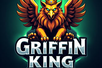 design high quality grifine king esport mascot logo with unlimited revision
