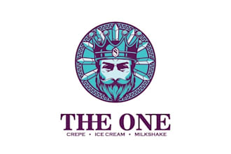 design best quality cafe beard crown logo