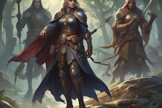 create dnd art, fantasy character for dnd party
