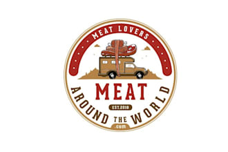 do greatest iconic stylish logo for our meat and travel blog