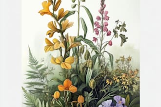 create a beautiful vintage botanical illustration poster