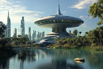 create sci fi , cyberpunk, fantasy science fiction city