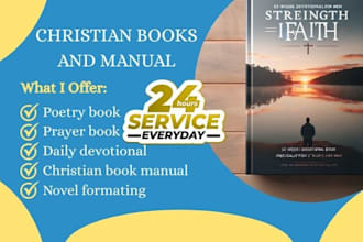 write, design, christian and prayer books, bible manual, daily devotional, novel