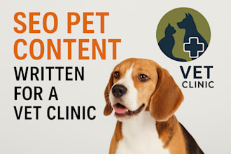write seo pet content and design a vet clinic logo
