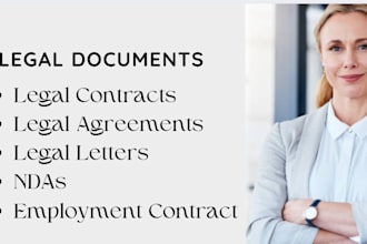 be your contract lawyer for legal agreement, contract, terms and conditions, nda