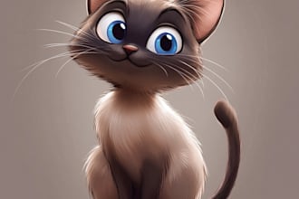 draw your cat, dog or any pet into disney cartoon portrait
