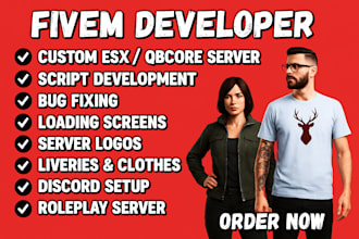 do your professional fivem developer for esx qbcore servers scripts logo more
