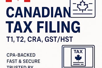 file canadian cra t1 t2 tax returns, gst hst and provide CPA service