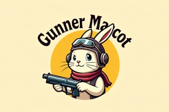 make an amazing rabbit gunner mascot logo design in 24 hours