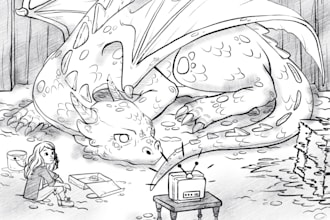 draw black and white, sketch, outline for novel and comic