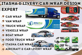 design itasha car wrap design, racing car wrap, van wrap design, livery car wrap