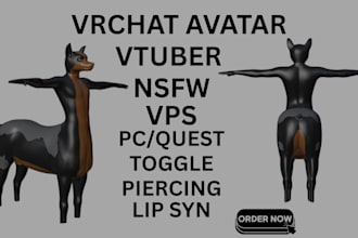 make high quality 3d vrchat model tf2 model fursona anthro art protogen furry