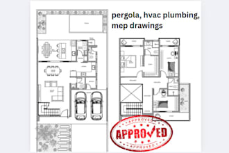 draw architecture, hvac, electrical, drainage, plumbing, mep drawings for permit