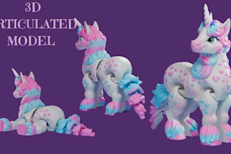 design 3d articulated model, animal flexi 3d toys, bjd models for 3d printing