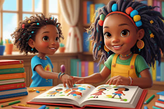 do african american children book illustration, children story book illustration