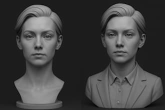 sculpt a realistic or stylized 3d head bust model  for 3d printing