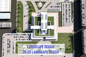 draw landscape sketch, landscape design, architectural plan, map illustration