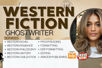 ghostwrite western fiction novel story coloring book, film romance ebook writer