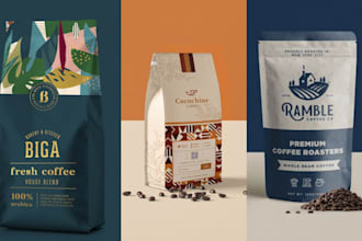 custom coffee packaging, bag, label and pouch design
