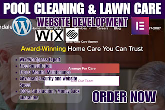redesign pool landscaping lawn care gardening cleaning website