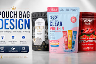 design premium pouch bag packaging with front and back layout