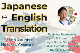 translate japanese and english with native level, design