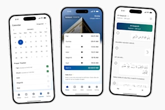 build prayer time app, quran recitation app, qibla direction, mosque finder app