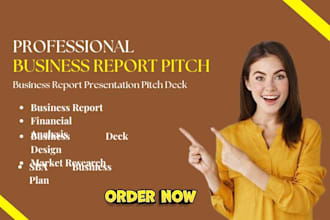 design business report presentation pitch deck, financial analysis for startups