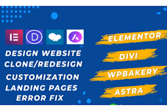 design wordpress website using wpbakery, elementor and divi