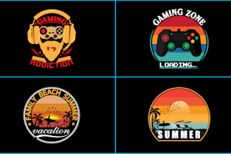 create unique retro vintage tshirt design and  illustrations designs
