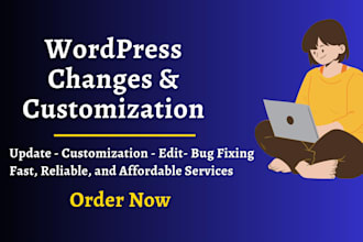 make wordpress changes, edit wordpress, wp customization wordpress customization