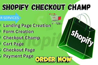 design shopify cart, checkout page customization and checkout champ integration