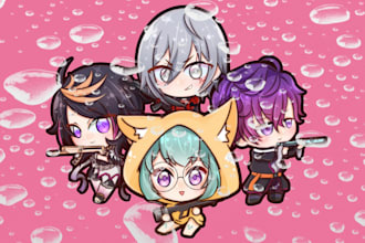 draw a cute png reactive chibi character for your twitch and discord
