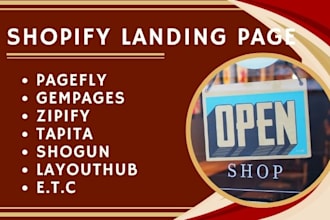 setup shopify landing page design with pagefly replo gempages funnelish zipify
