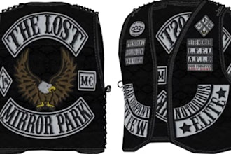 make custom fivem clothing, mc kuttes with patches, biker vests, fivem eup, flag