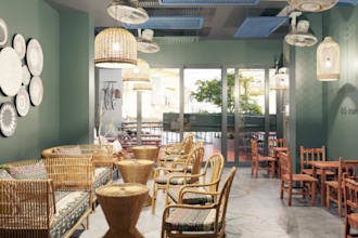model 3d modern coffee shop, store interior,cgi logo,commercial space,d5 render