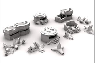 design 3d terrain, 40k building print, bunker, modular trpg set, diorama scenery
