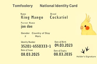 design a custom pet id card for any pet with qr code