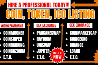 list your coin, token, ico on coinmarketcap coingecko, binance and top exchanges