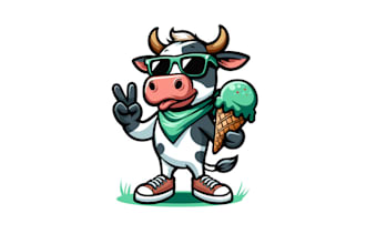 design fun cow ice cream shop logo
